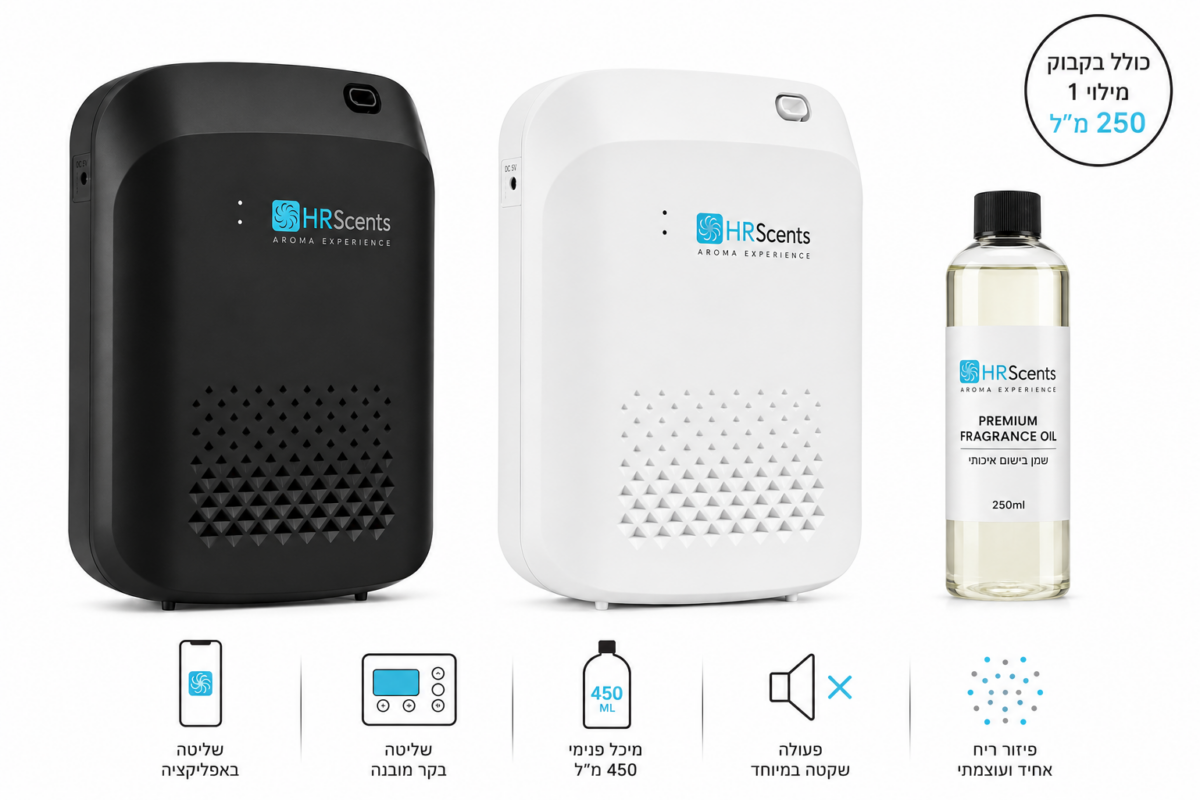 SCENT PRO 145 – מפיץ ריח מקצועי חשמלי + בקבוק מילוי 250 מ''ל מתנה